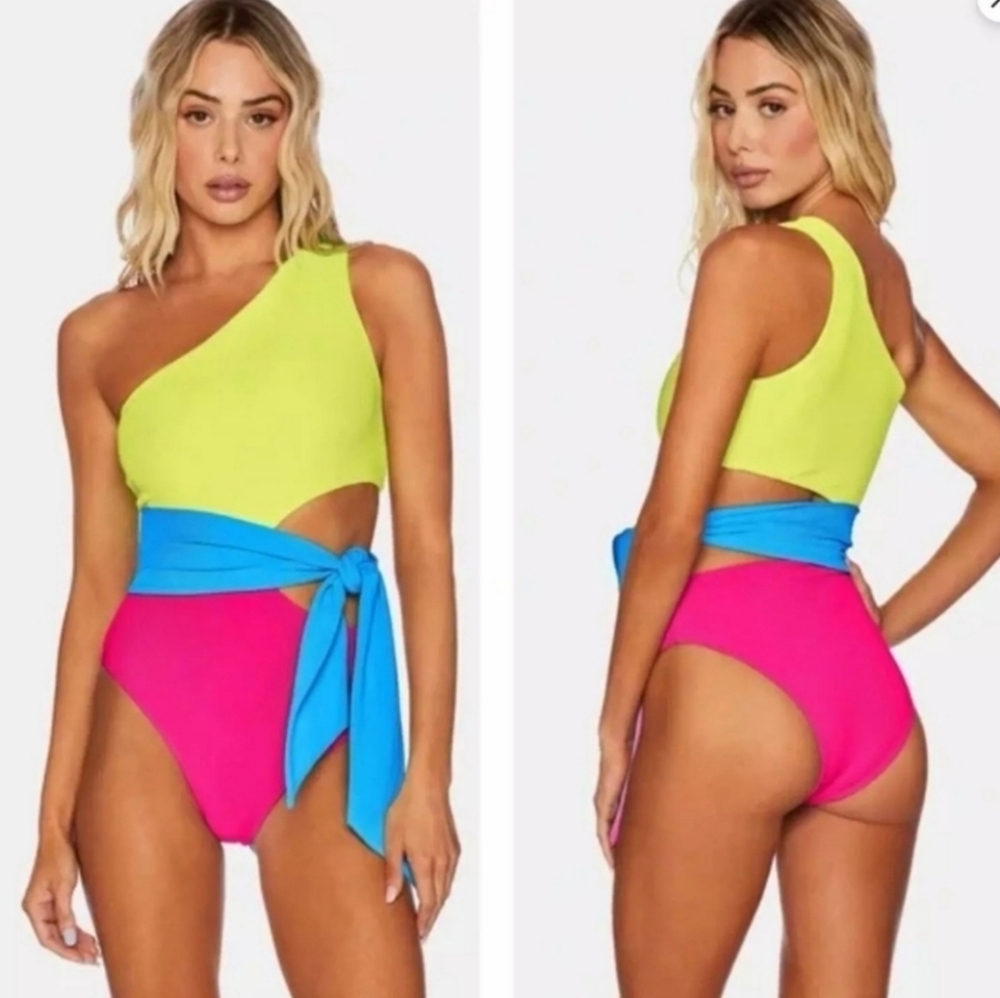 New!Beach Riot Carlie One Piece Retro Brights Colorbloking